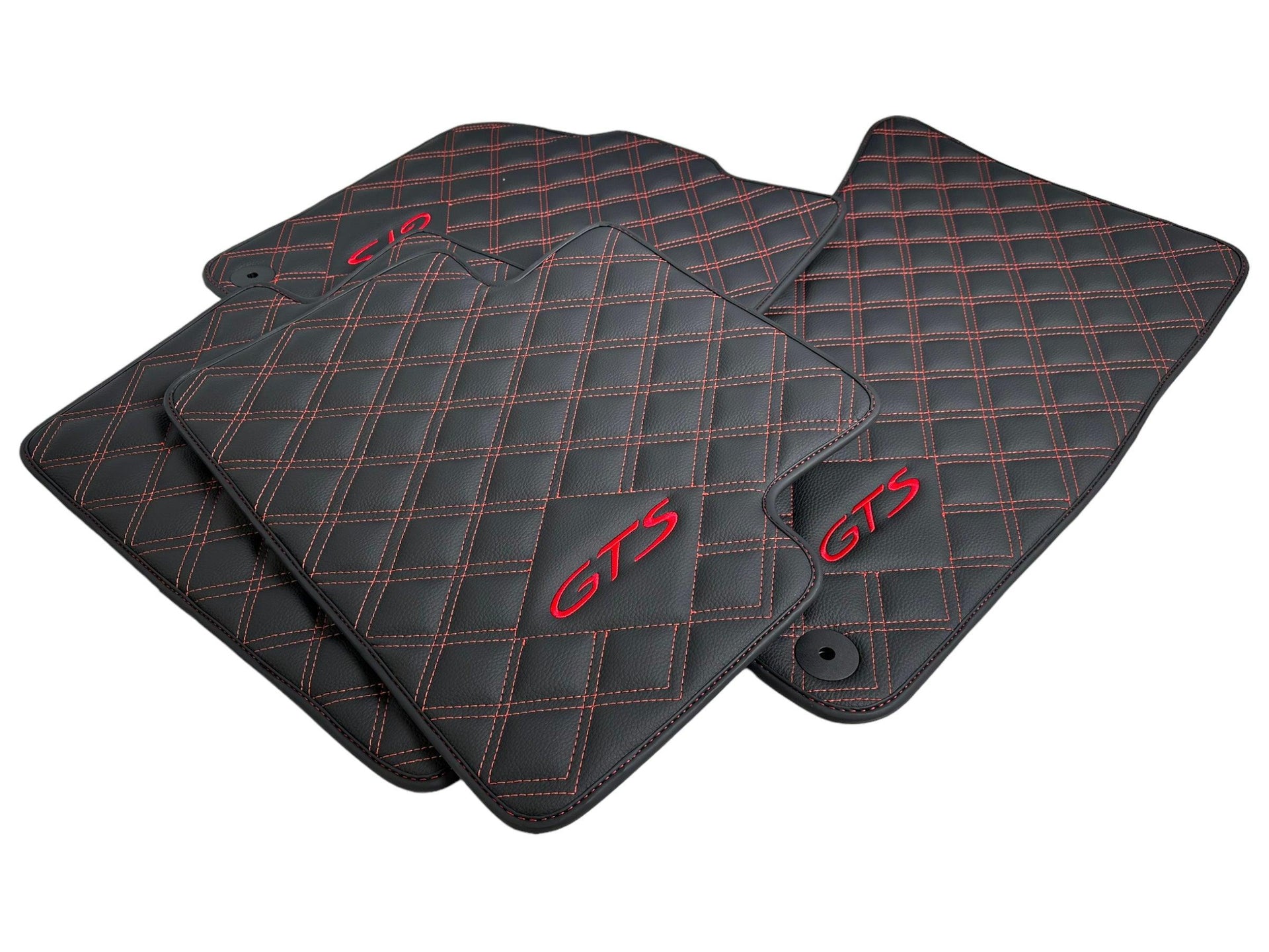 Black Leather Floor Mats for Porsche Macan GTS - AutoWin