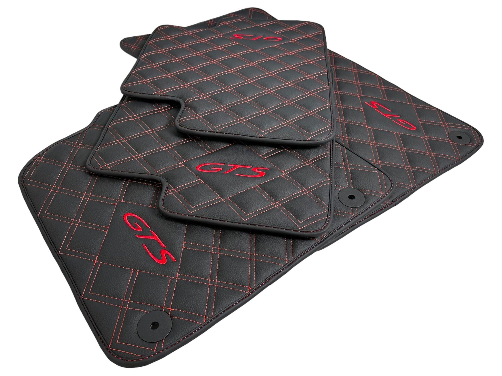 Black Leather Floor Mats for Porsche Macan GTS - AutoWin