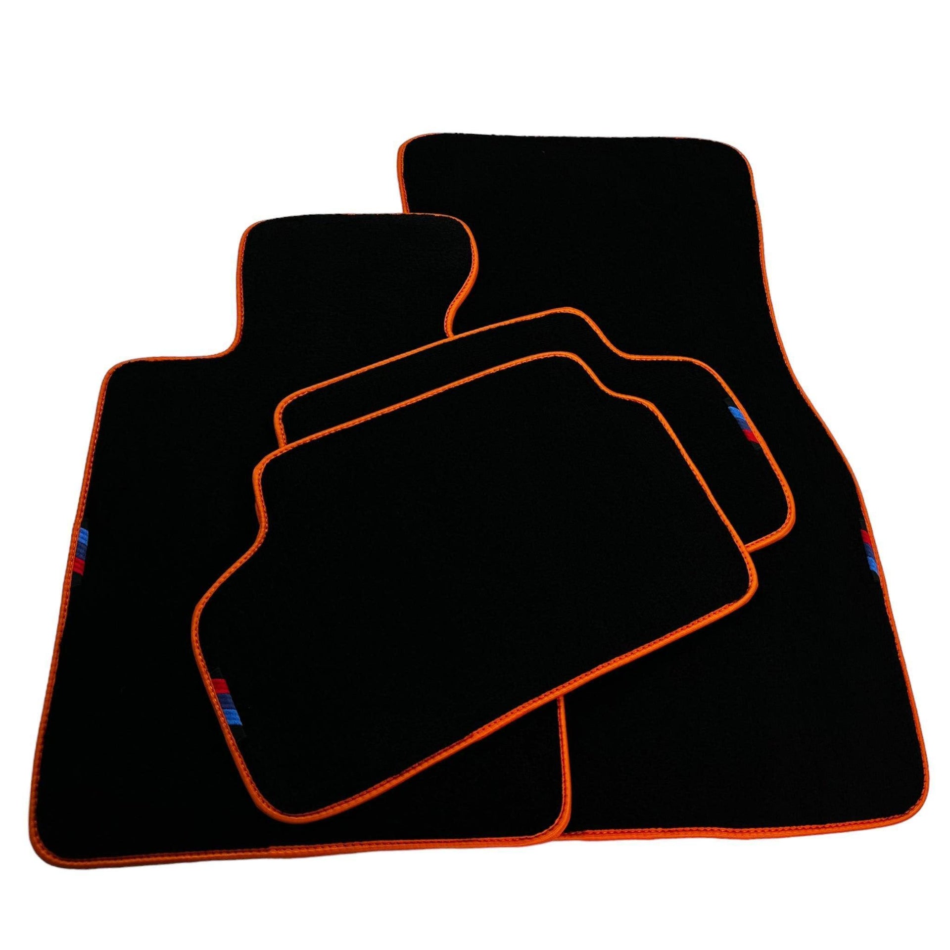 Black Mats For BMW 7 Series E38 Long | Orange Trim - AutoWin