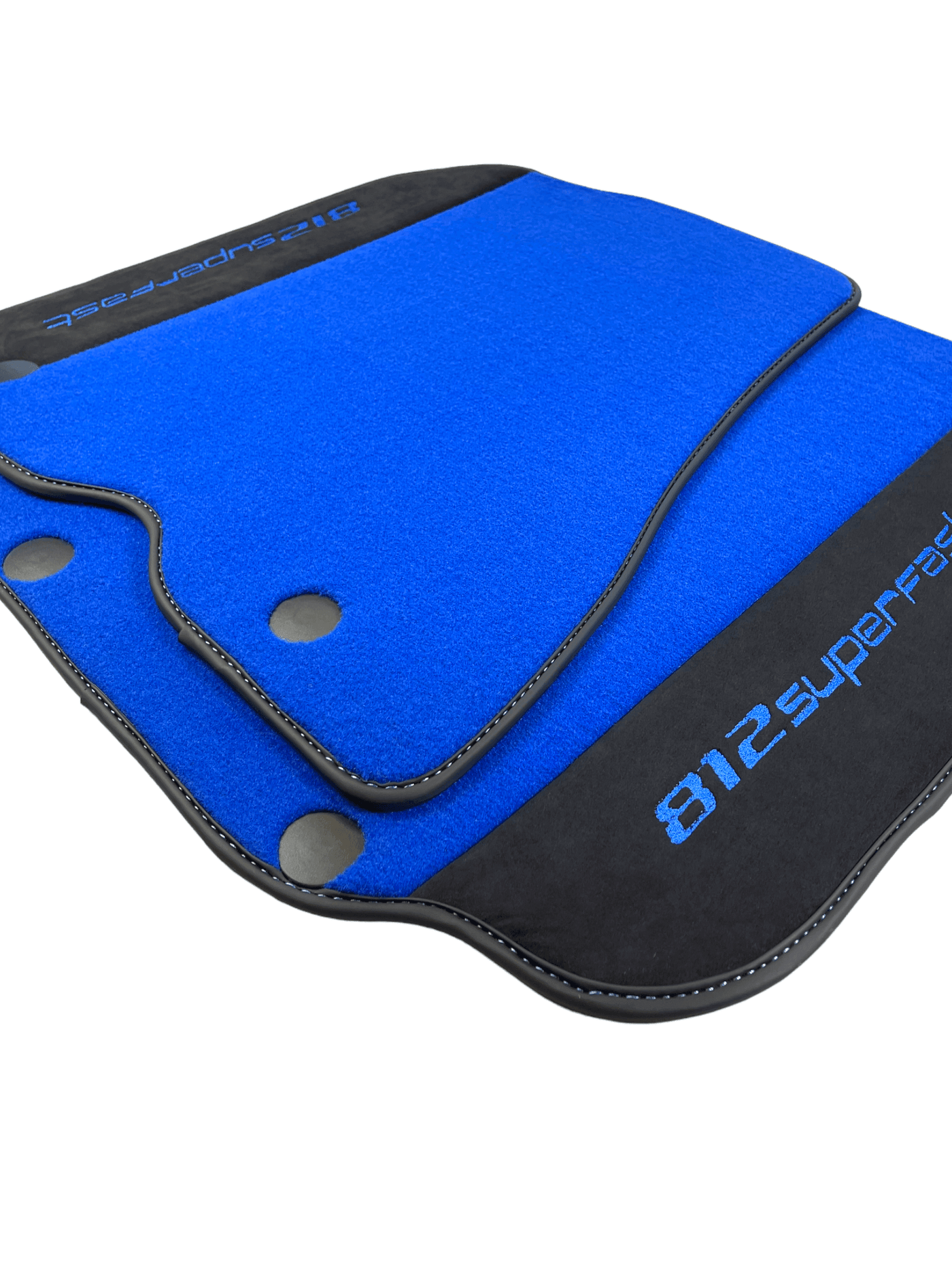 Blue Floor Mats For Ferrari 812 Superfast With Alcantara Leather - AutoWin