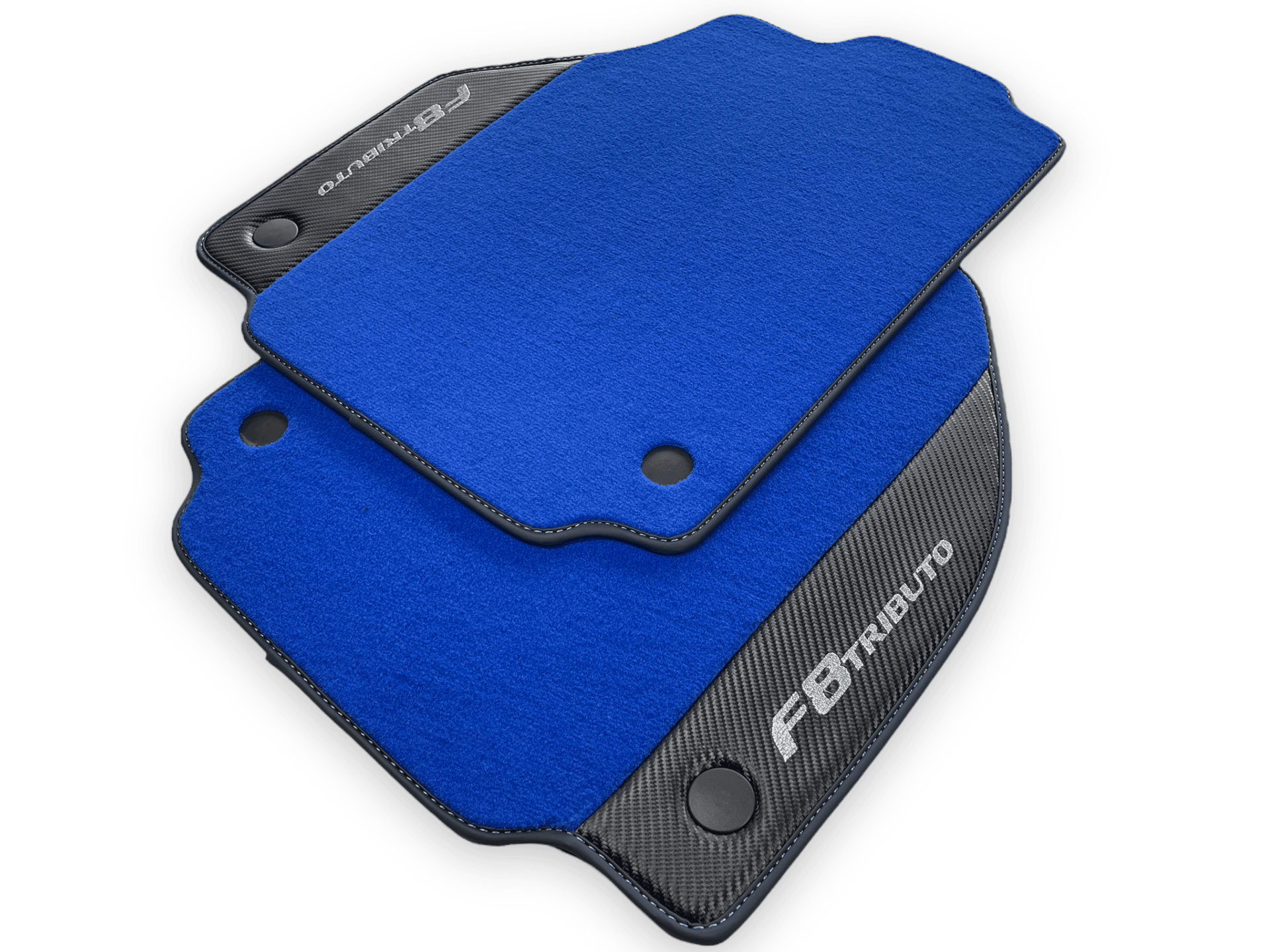 Blue Floor Mats For Ferrari F8 Tributo 2019-2022 With Carbon Leather - AutoWin