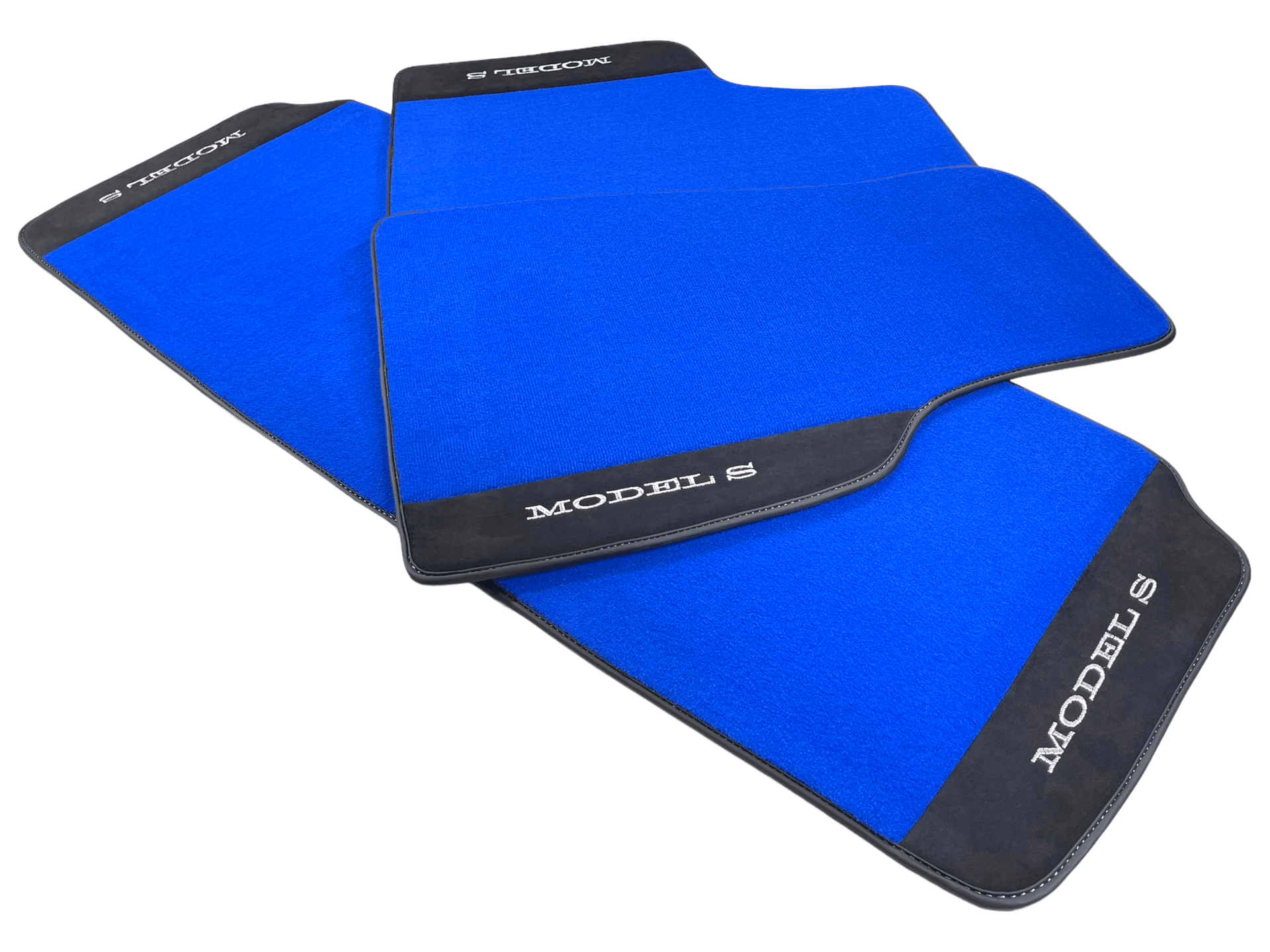 Blue Floor Mats For Tesla Model S With Alcantara Leather - AutoWin