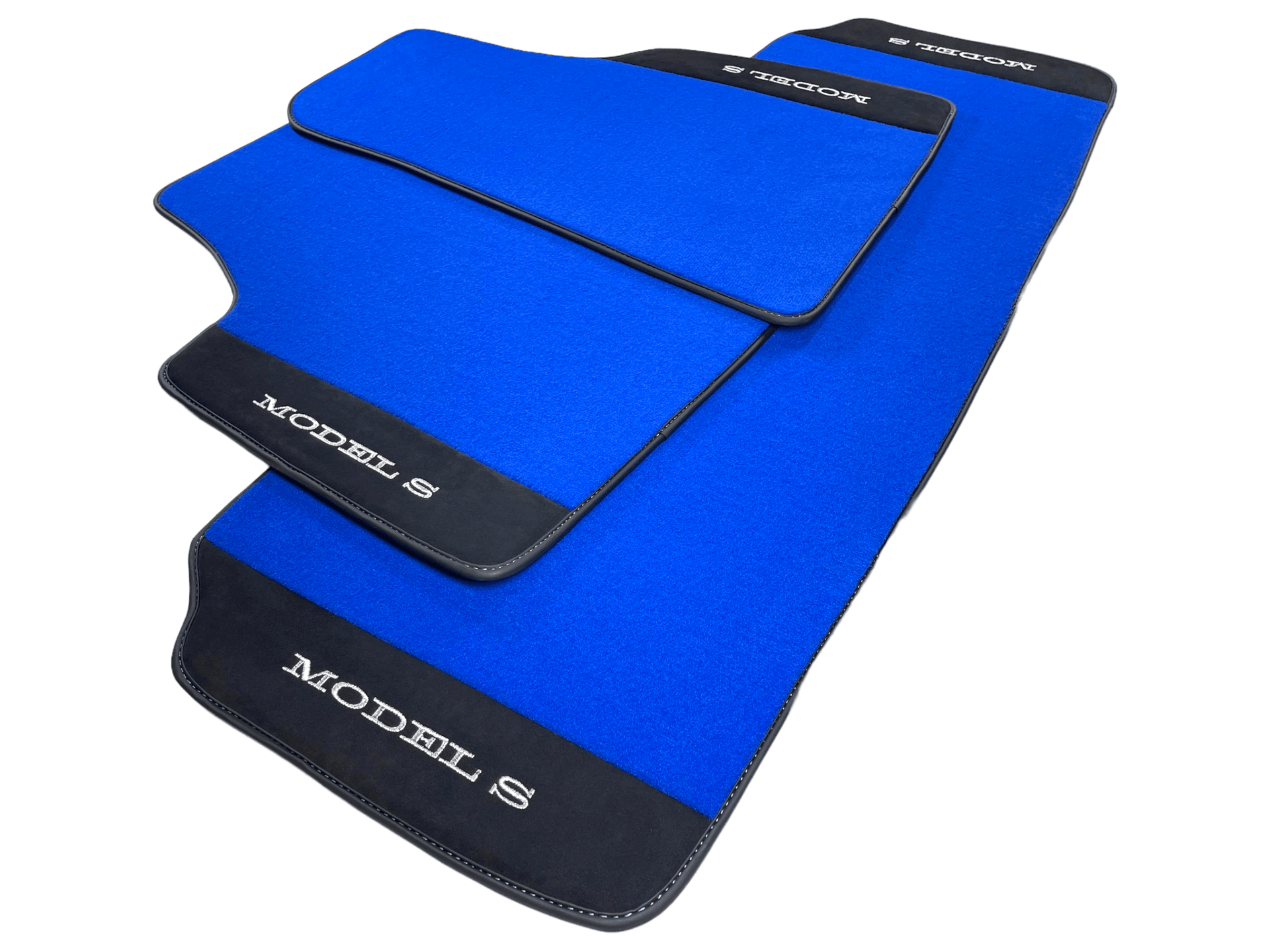 Blue Floor Mats For Tesla Model S With Alcantara Leather - AutoWin