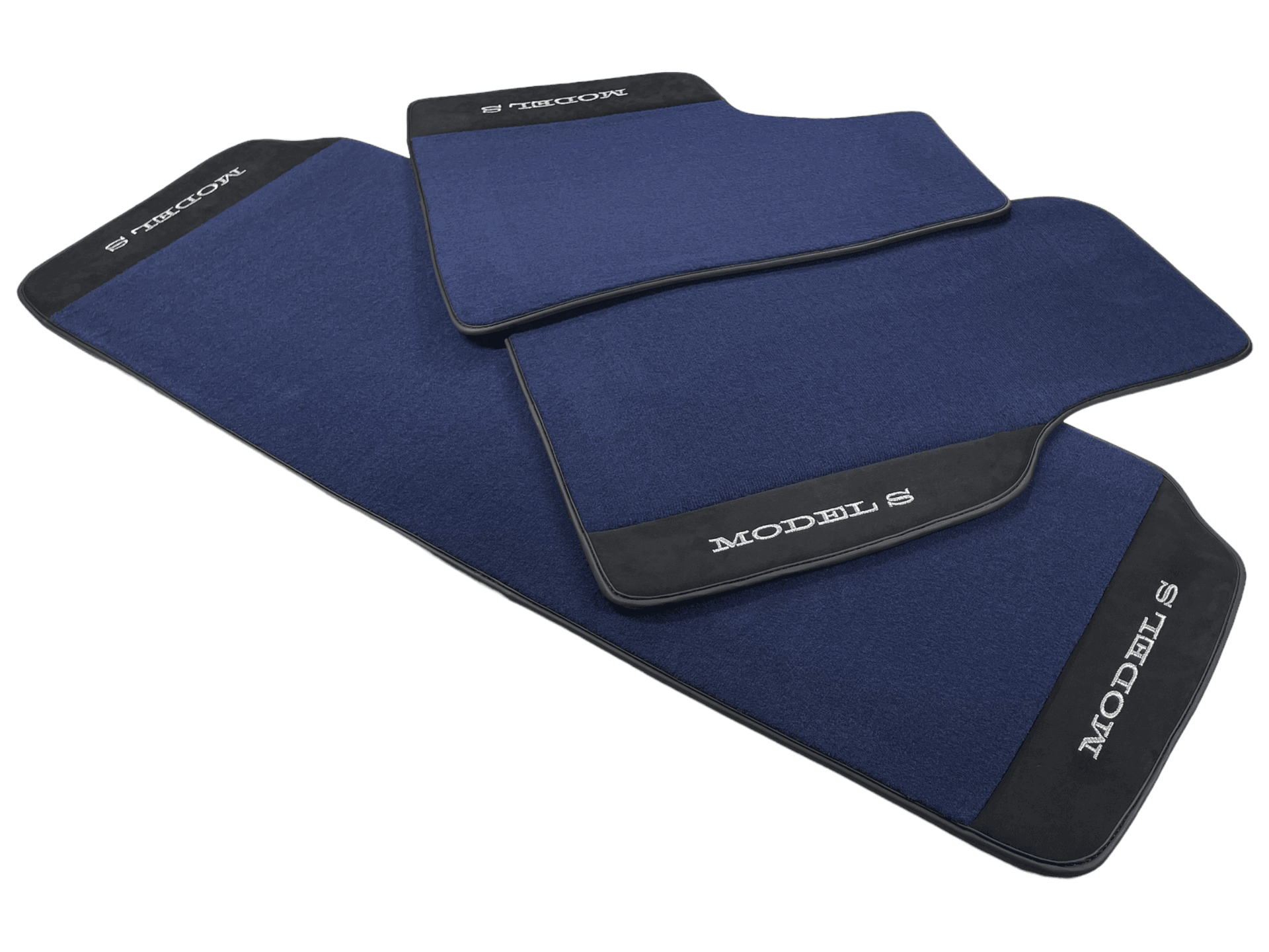 Dark Blue Floor Mats For Tesla Model S With Alcantara Leather - AutoWin