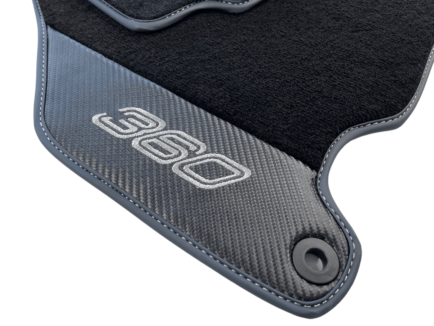 Floor Mats For Ferrari 360 Modena 1999-2005 Black With Carbon Fiber Leather - AutoWin