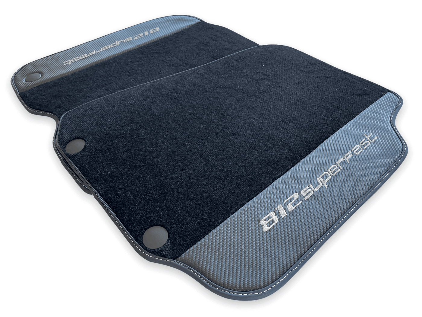 Floor Mats For Ferrari 812 Superfast Carbon Fiber And Black Carpet - AutoWin