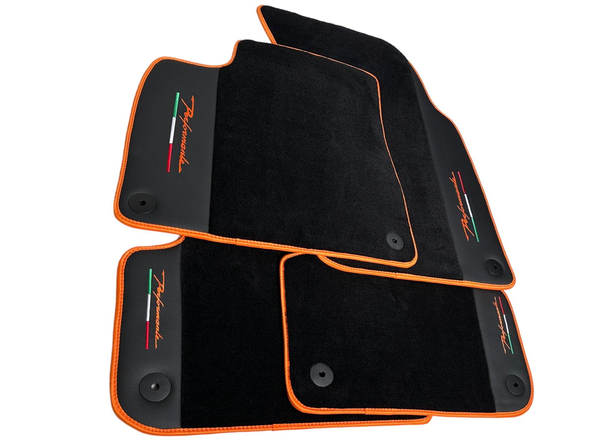 Floor Mats For Lamborghini Urus Performante Leather And Orange Trim - AutoWin