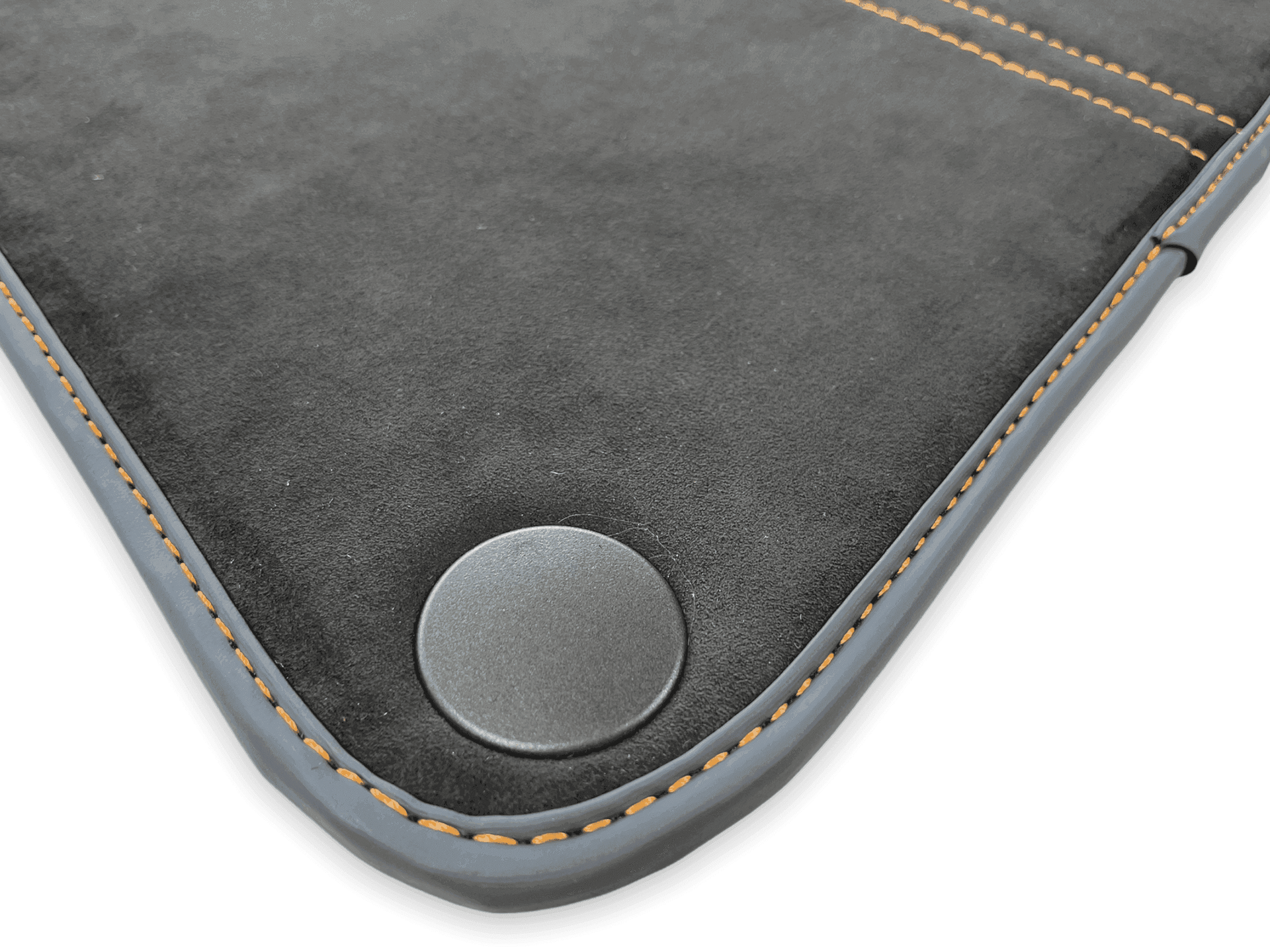 Floor Mats For McLaren 600LT (2018-2020) Alcantara Black Tailored Carpets With Orange Sewing - AutoWin