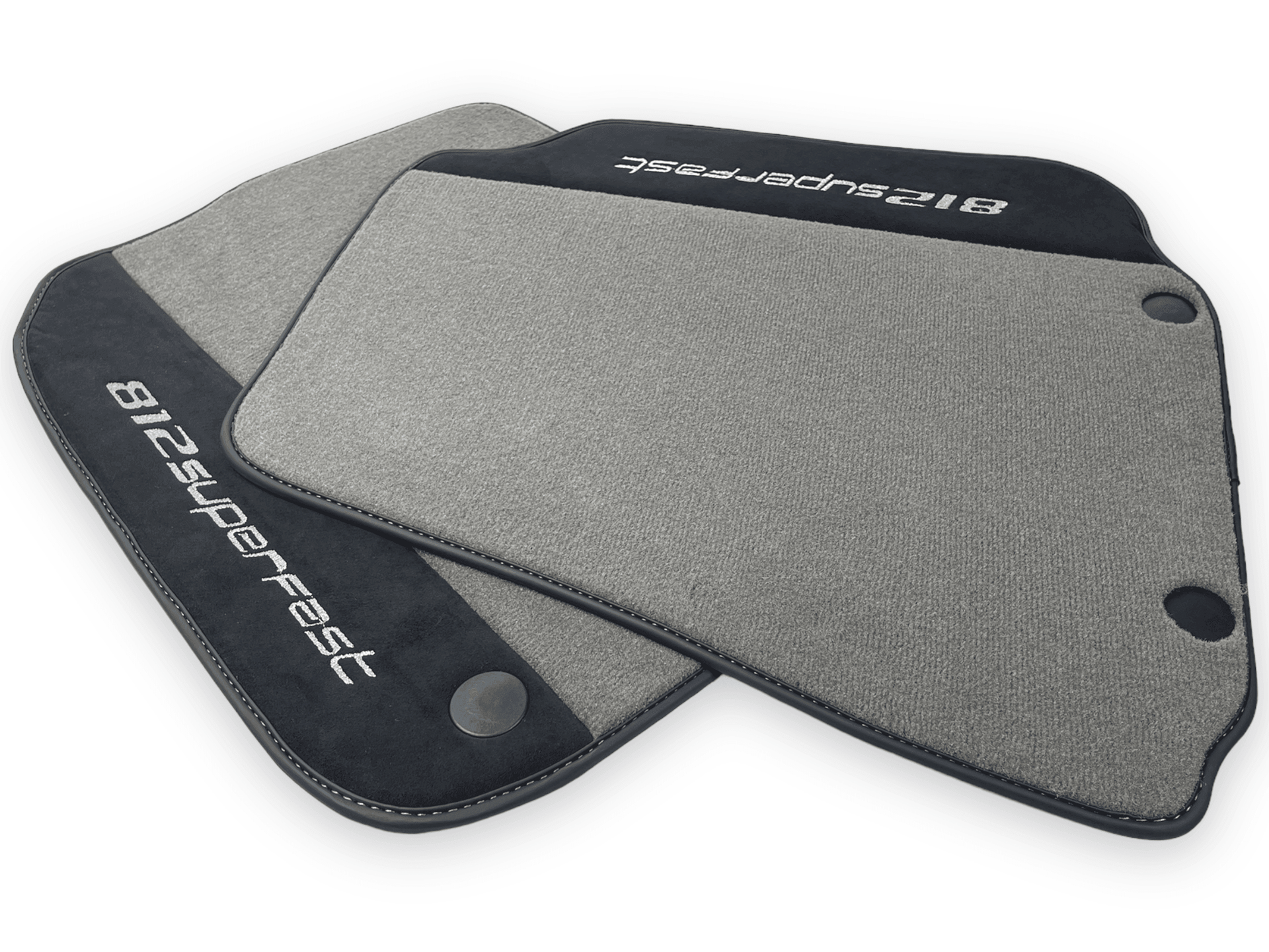 Gray Floor Mats For Ferrari 812 Superfast With Alcantara Leather - AutoWin