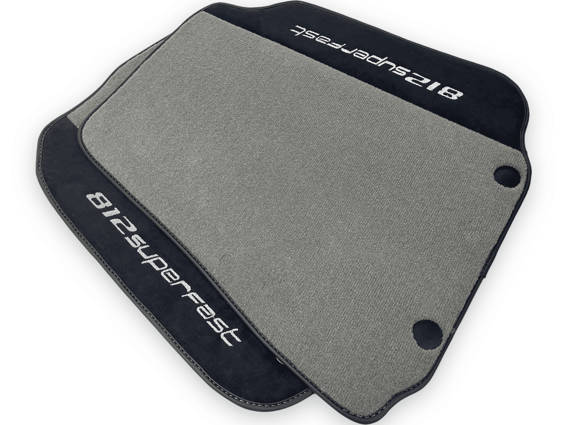 Gray Floor Mats For Ferrari 812 Superfast With Alcantara Leather - AutoWin