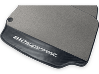 Gray Floor Mats For Ferrari 812 Superfast With Carbon Fiber Leather - AutoWin