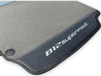 Gray Floor Mats For Ferrari 812 Superfast With Carbon Fiber Leather - AutoWin