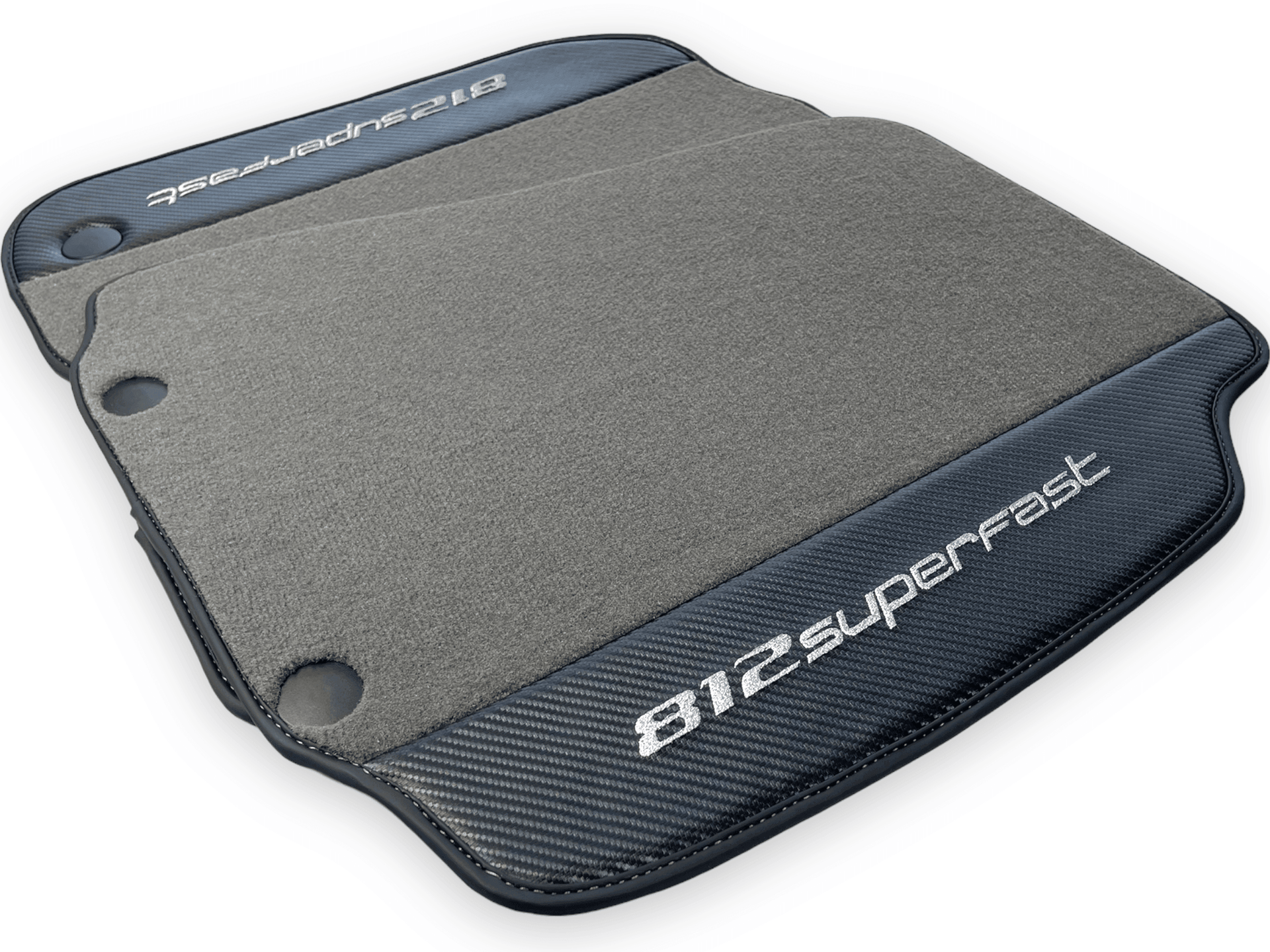 Gray Floor Mats For Ferrari 812 Superfast With Carbon Fiber Leather - AutoWin