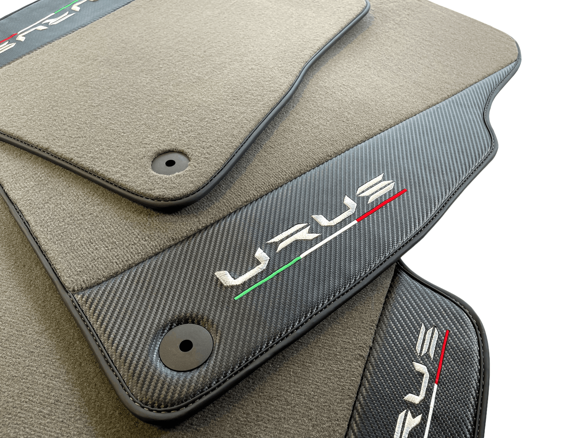 Gray Floor Mats For Lamborghini Urus With Carbon Leather - AutoWin