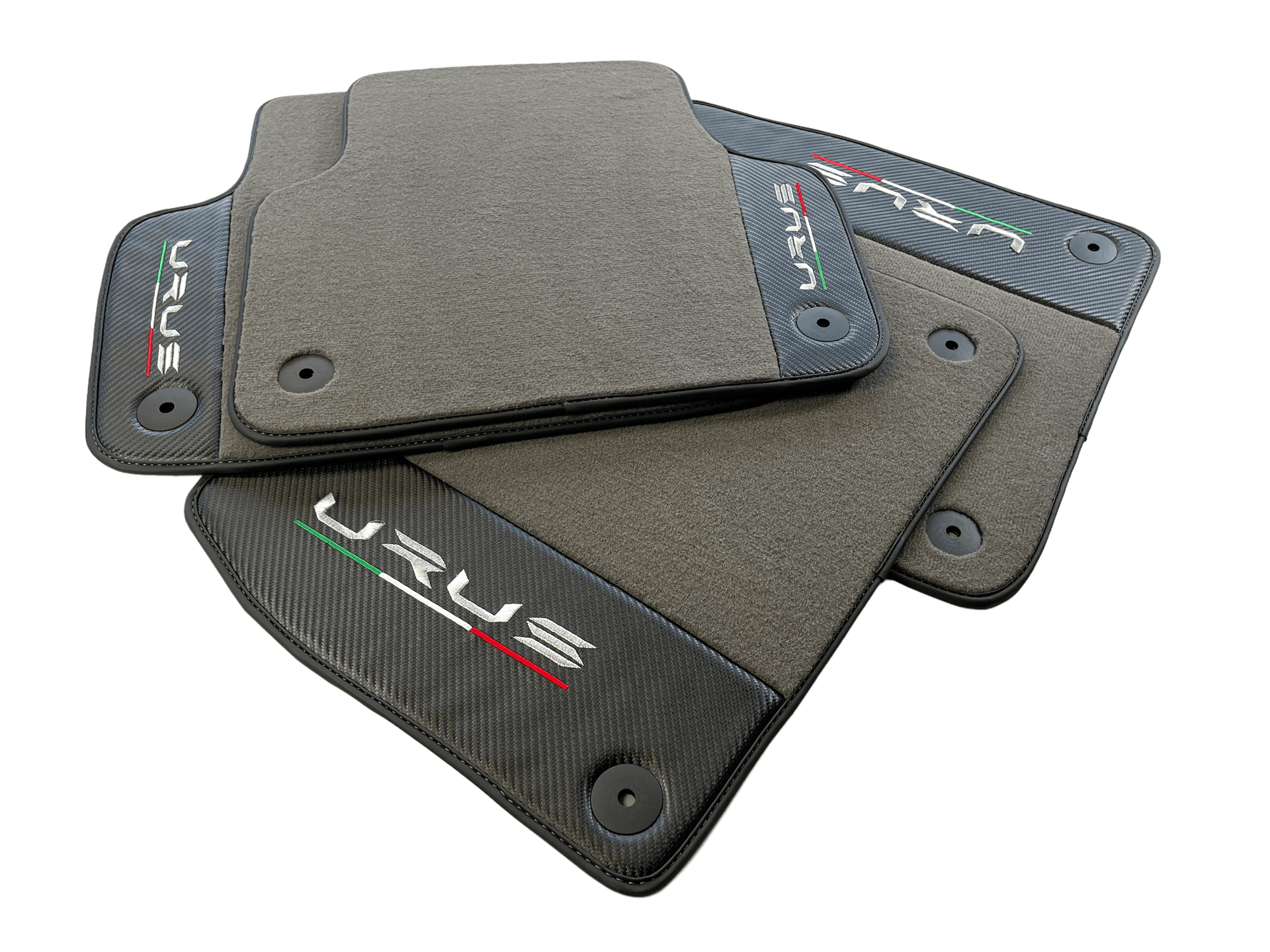 Gray Floor Mats For Lamborghini Urus With Carbon Leather - AutoWin