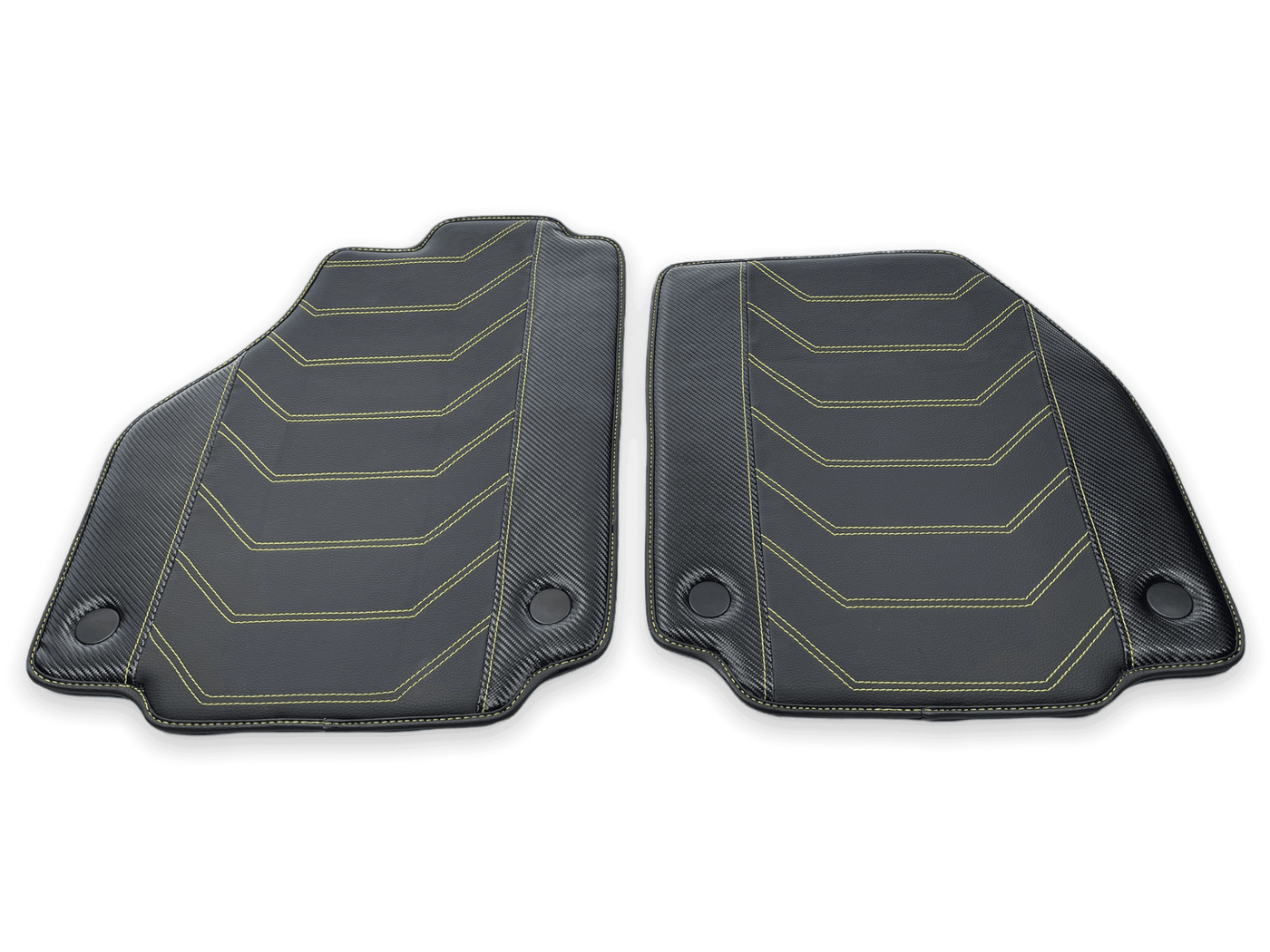 Leather Floor Mats For Ferrari 488 Spider 2016-2022 Yellow Sewing - AutoWin