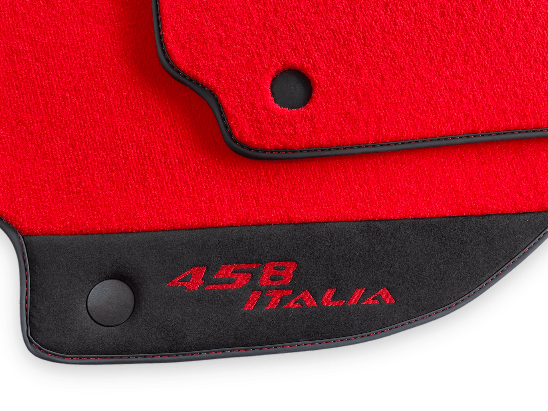 Red Floor Mats For Ferrari 458 Italia 2009-2015 Black Alcantara Leather - AutoWin
