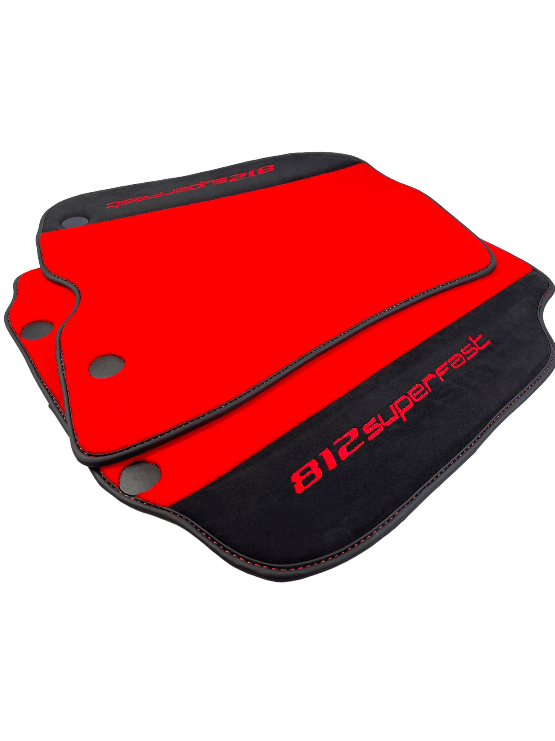 Red Floor Mats For Ferrari 812 Superfast With Alcantara Leather - AutoWin