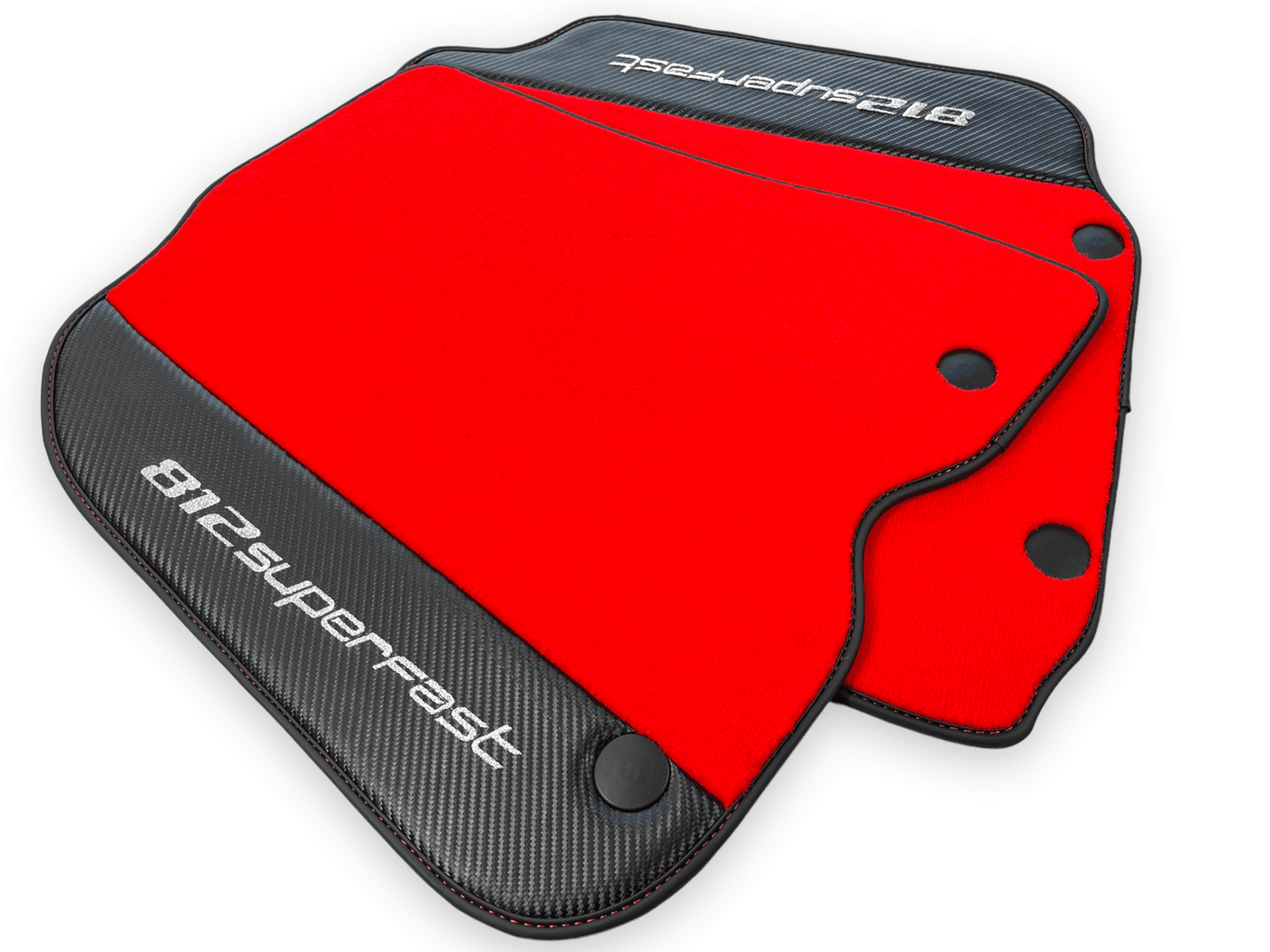 Red Floor Mats For Ferrari 812 Superfast With Carbon Fiber Leather - AutoWin