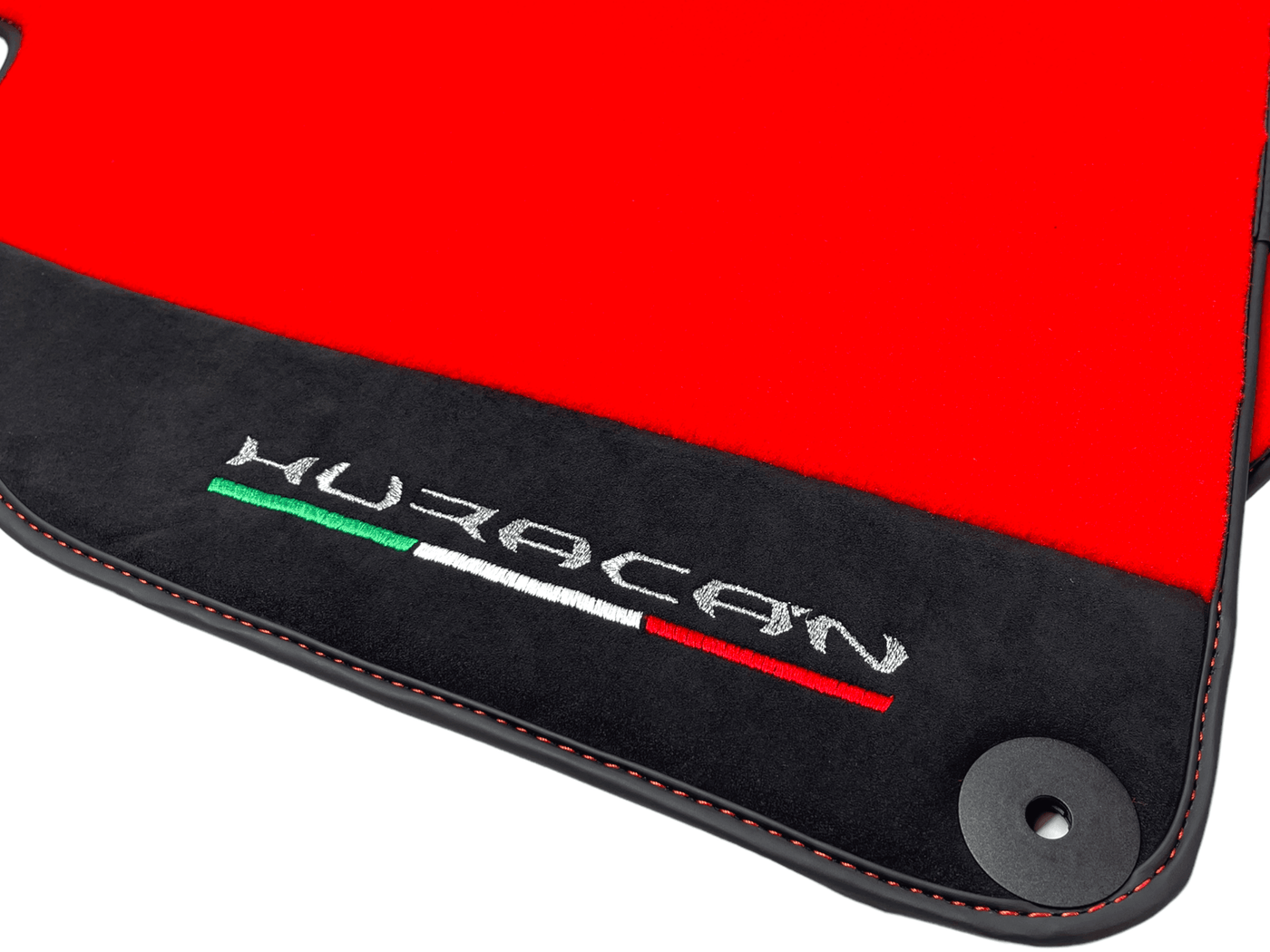 Red Floor Mats for Lamborghini Huracan With Alcantara Leather - AutoWin