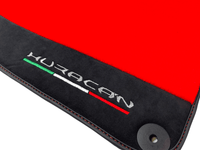 Red Floor Mats for Lamborghini Huracan With Alcantara Leather - AutoWin