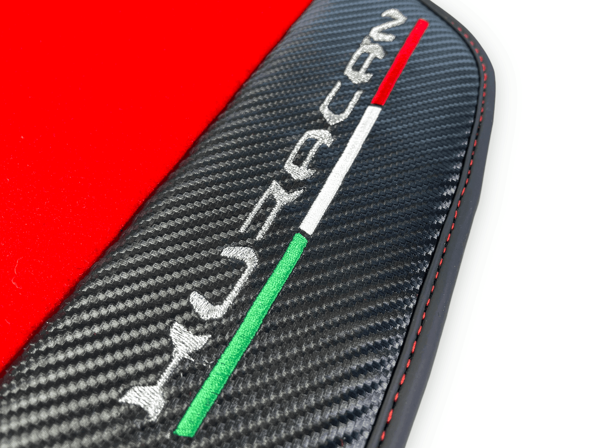 Red Floor Mats for Lamborghini Huracan With Carbon Fiber Leather - AutoWin