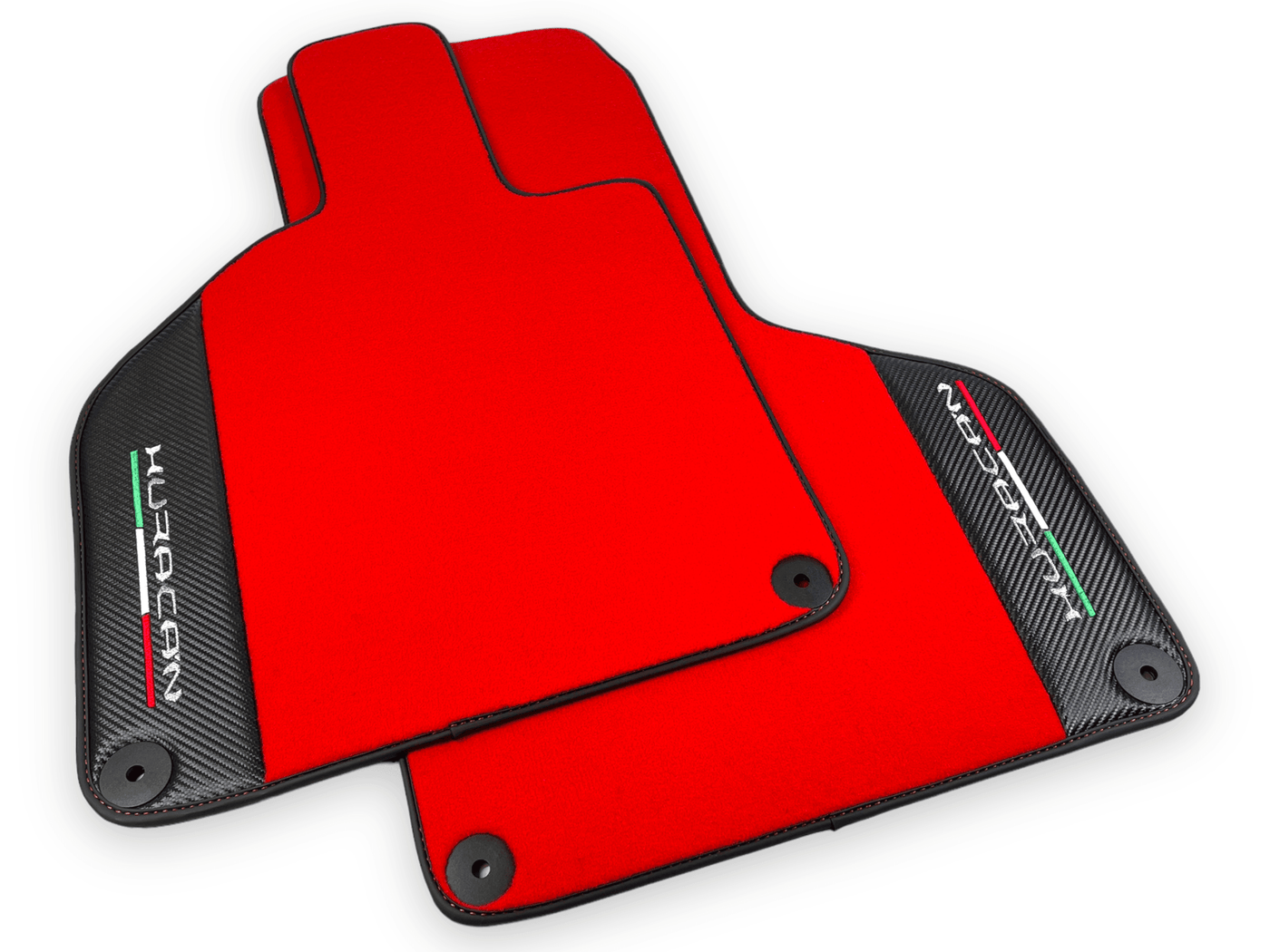 Red Floor Mats for Lamborghini Huracan With Carbon Fiber Leather - AutoWin