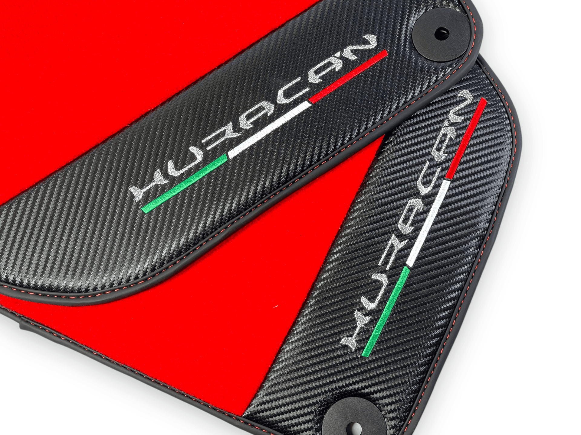 Red Floor Mats for Lamborghini Huracan With Carbon Fiber Leather - AutoWin