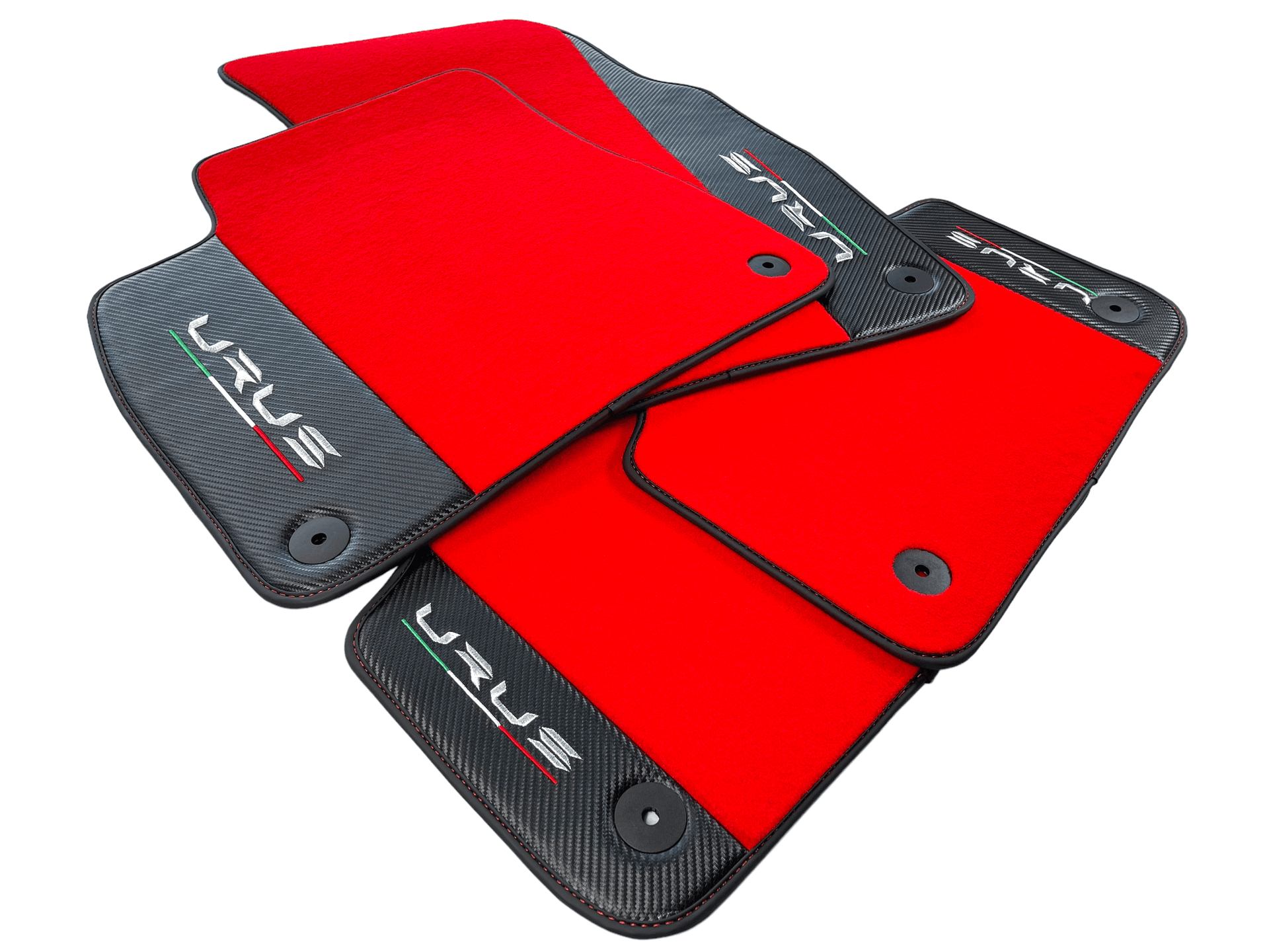 Red Floor Mats For Lamborghini Urus With Carbon Leather - AutoWin